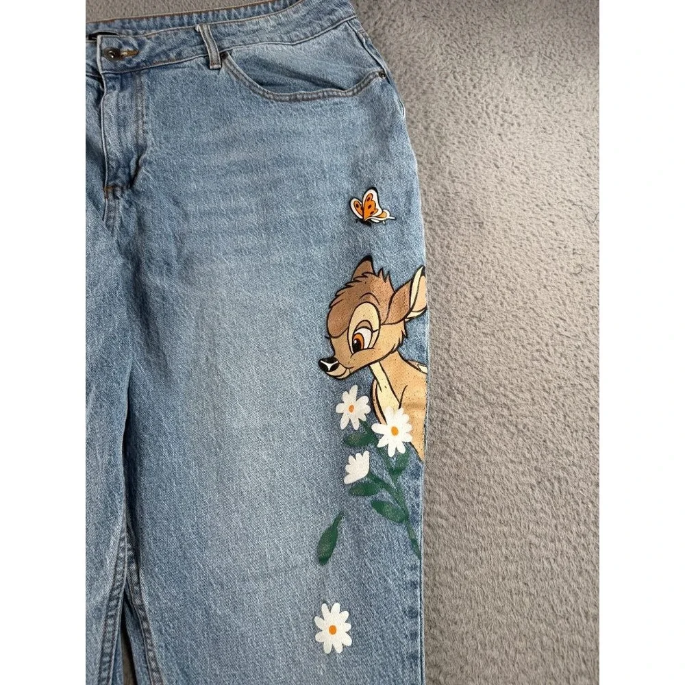 Disney Bambi Thumper Jeans Womens Size 20 Painted Denim Daisy Butterfly Straight